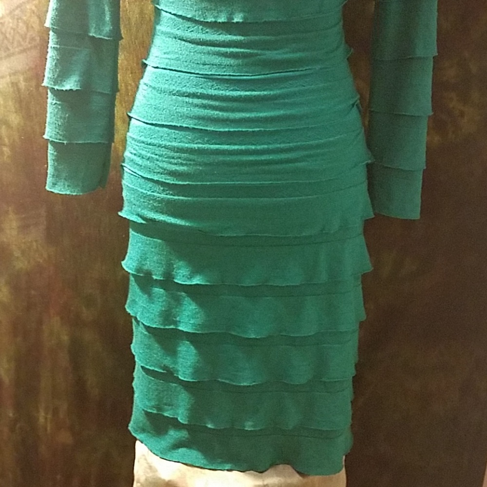 Max Studio 💚 Ruffled Soft Knit Bodycon Dress - Picture 4 of 7